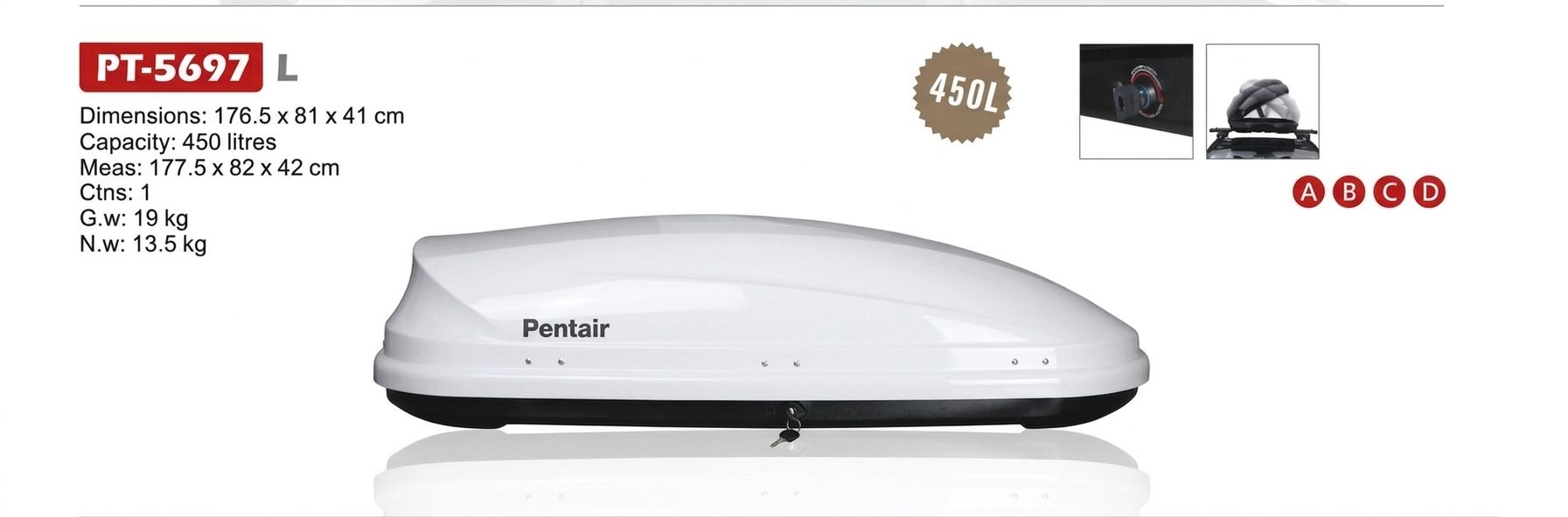 תא חפצים לבן 450 ליטר 177-81-42 דו צדדי